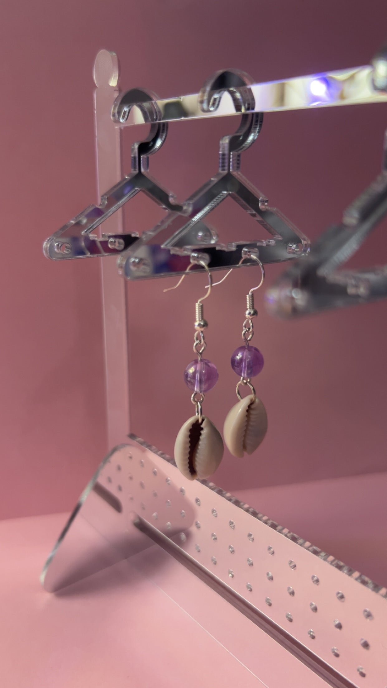 Light Purple Cowrie Shell Earrings