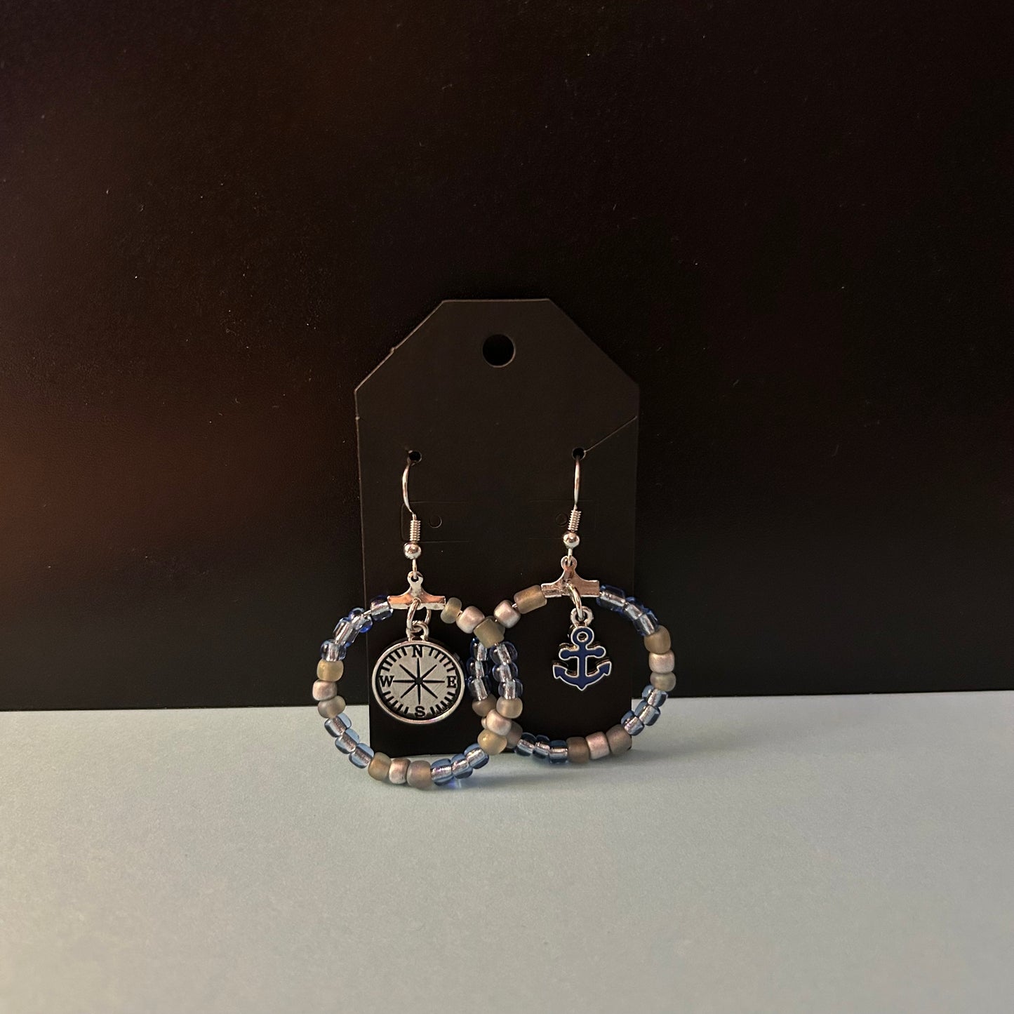 Anchor and Compass Bracelet and Earring Set