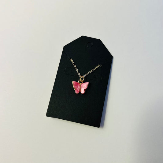 Berry Pink Butterfly Necklace