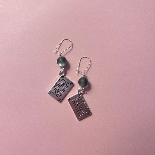Mermaid Glass Cassette Tape Earrings