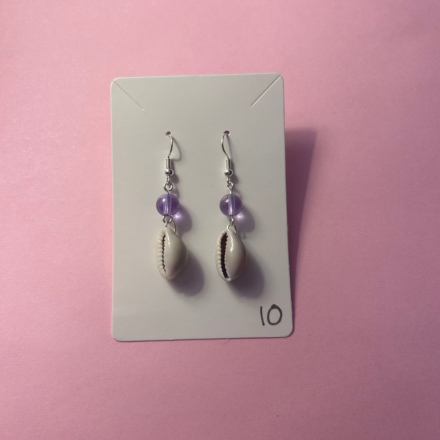 Light Purple Cowrie Shell Earrings