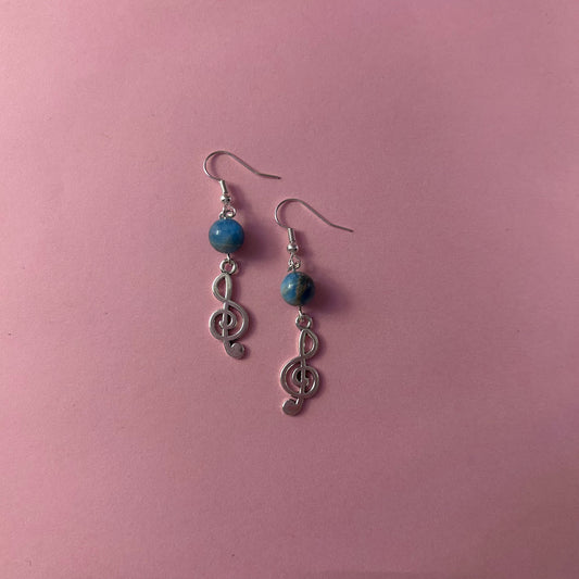 Blue Stone Treble Earrings