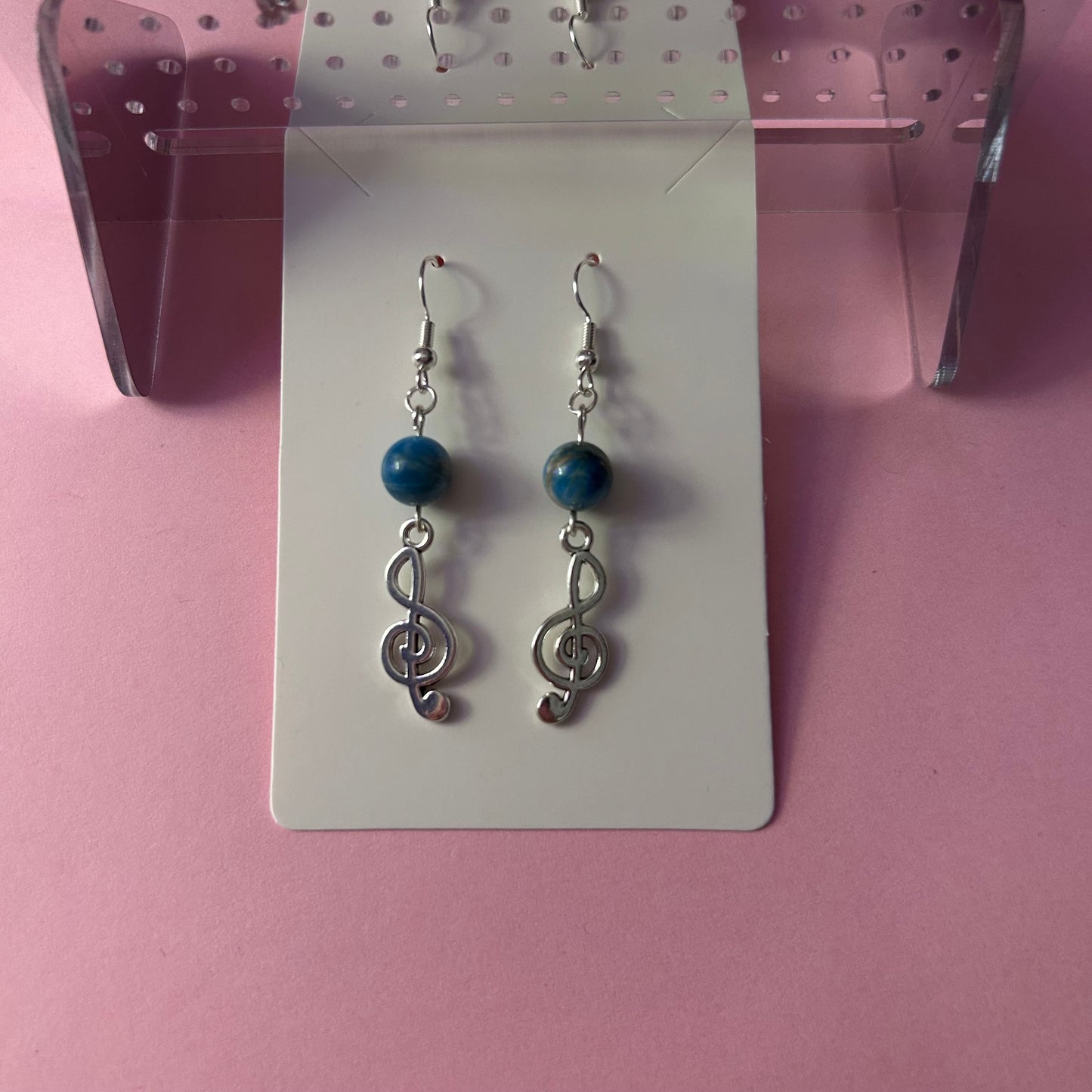 Blue Stone Treble Earrings