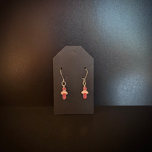 Pink & Red Mushroom Earrings