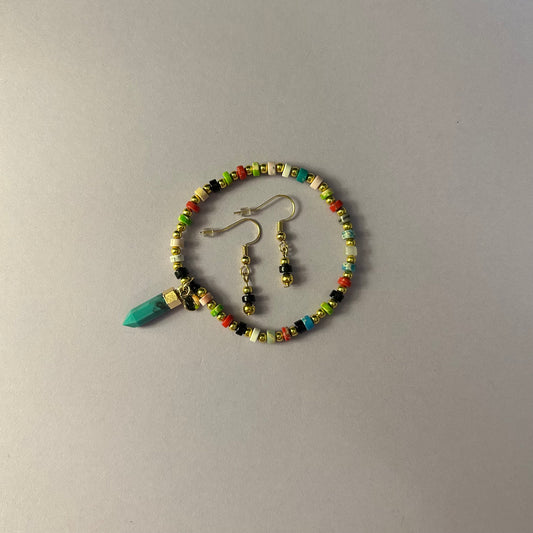 Natural Stone Bracelet and Earrings