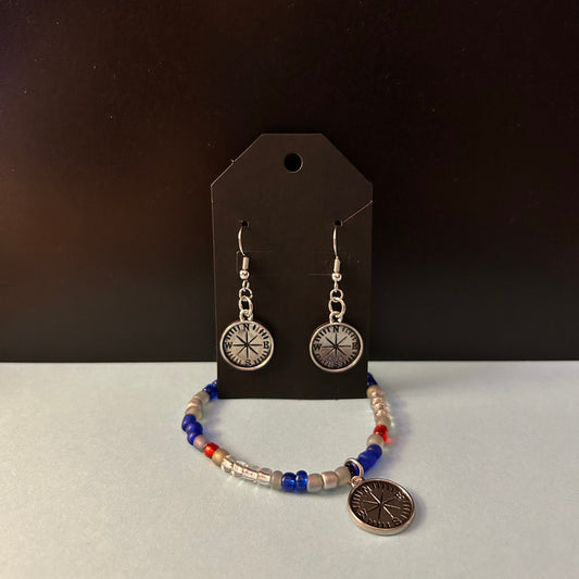 Compass Bracelet and Earring Set