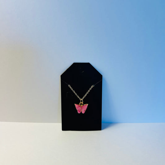 Berry Pink Butterfly Necklace