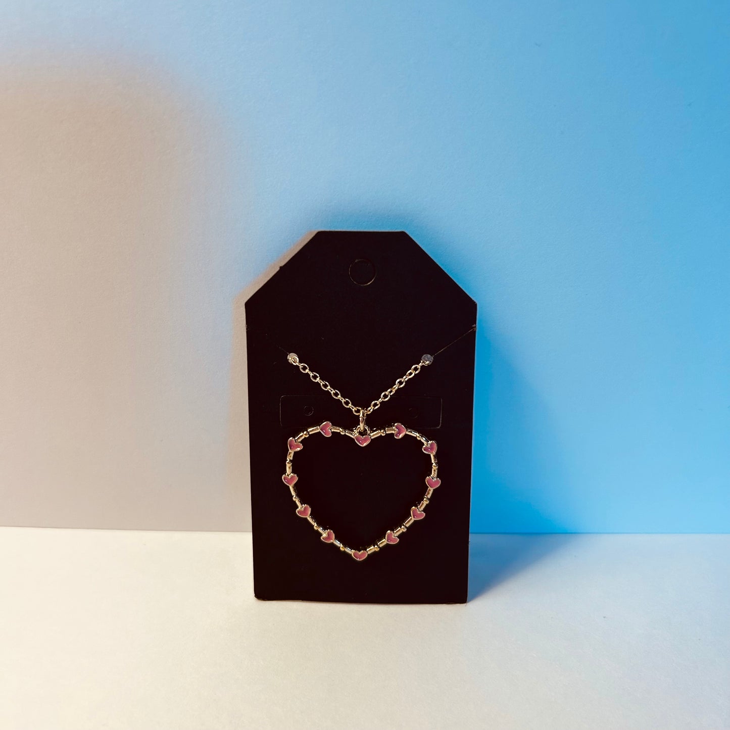 Pink Heart Gold Necklace