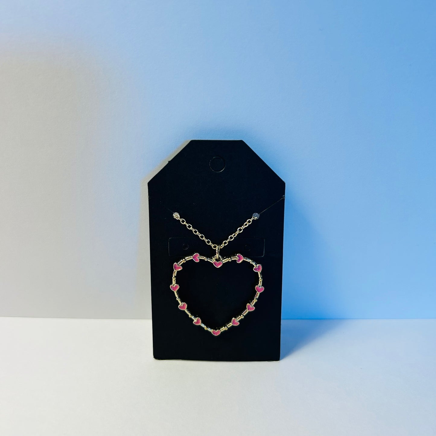 Pink Heart Gold Necklace