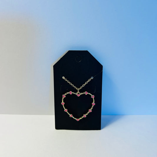 Pink Heart Gold Necklace