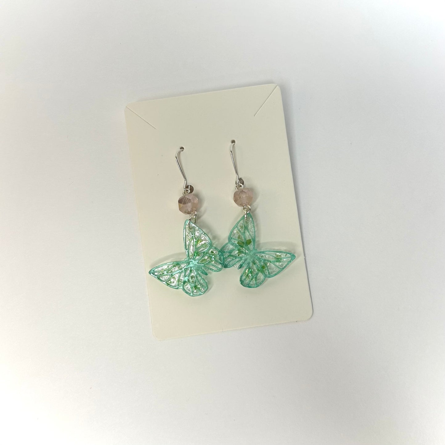 Green & Pink Butterfly Dangles